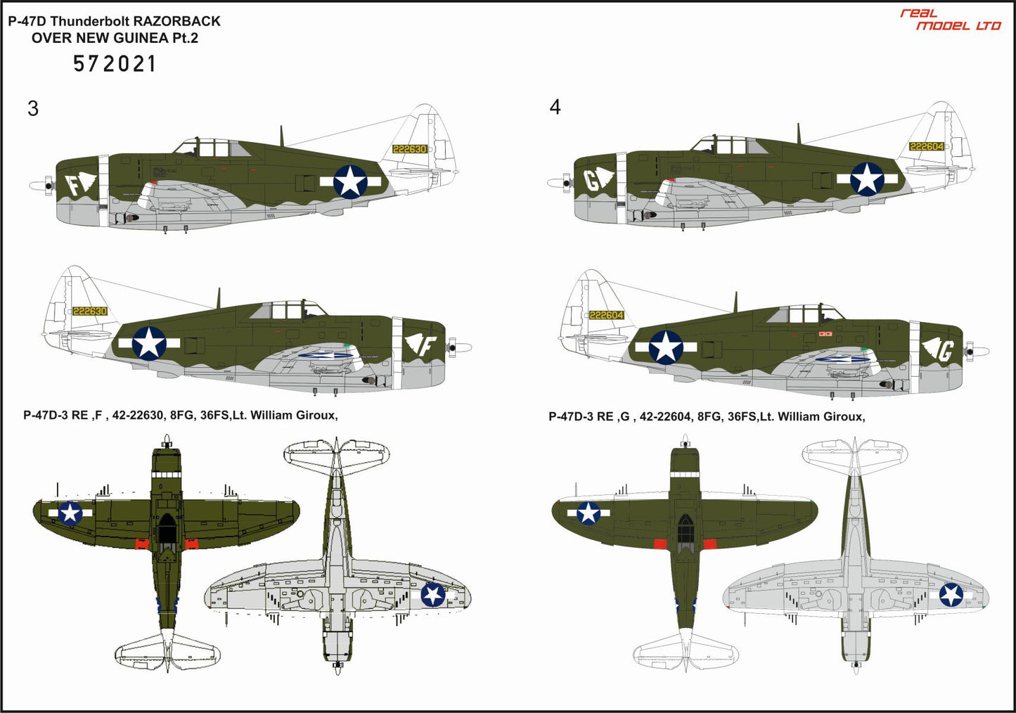 HGW 572021 P-47D Razorback Over New Guinea Pt 2 Decals 1:72
