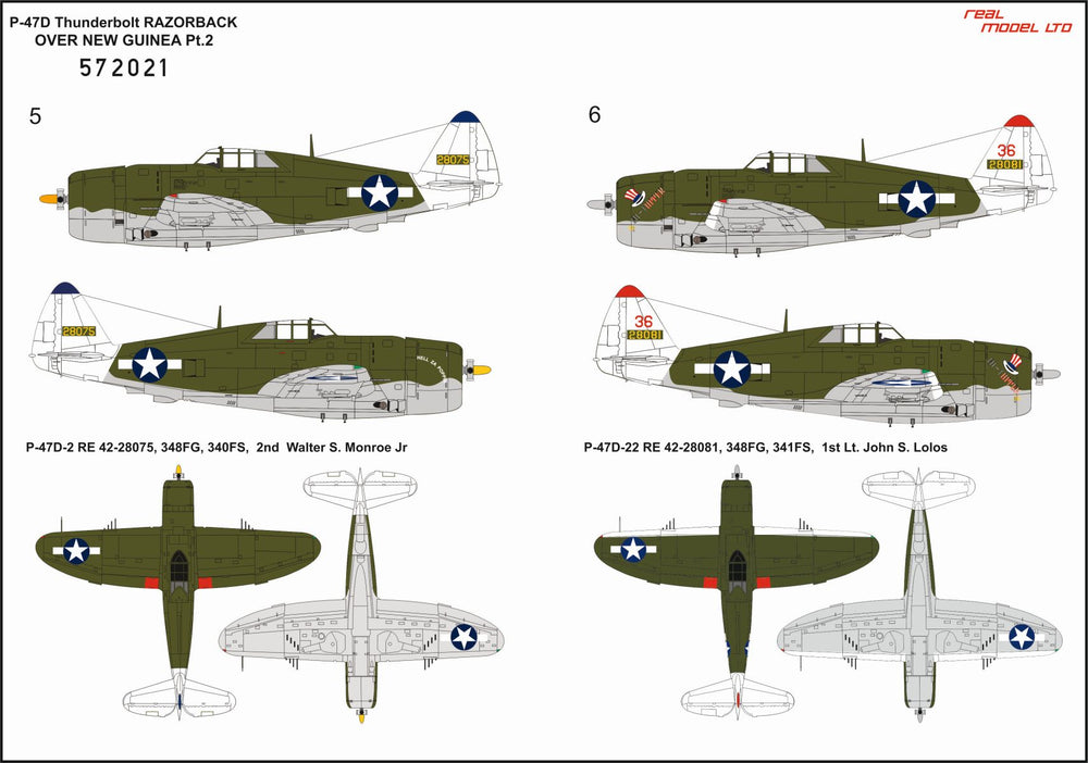 HGW 572021 P-47D Razorback Over New Guinea Pt 2 Decals 1:72