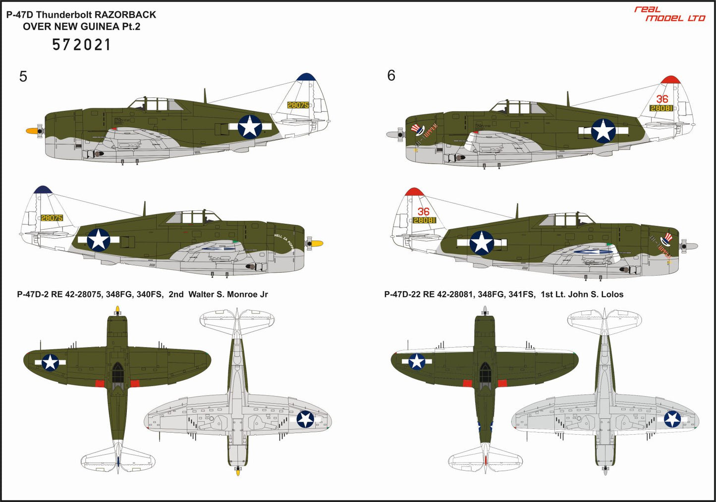 HGW 572021 P-47D Razorback Over New Guinea Pt 2 Decals 1:72
