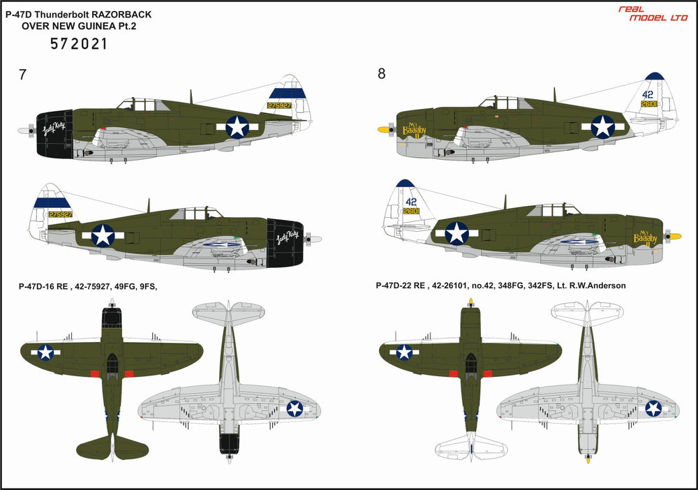 HGW 572021 P-47D Razorback Over New Guinea Pt 2 Decals 1:72