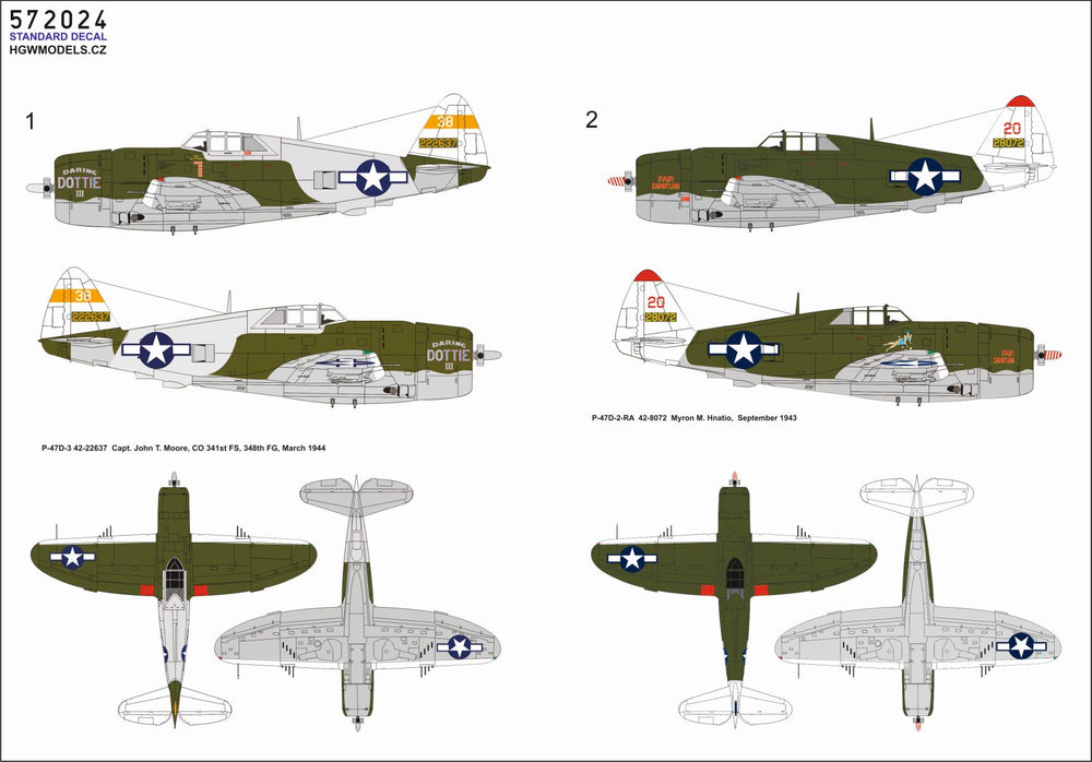 HGW 572024 P-47D Razorback Over New Guinea Pt 1 Decals 1:72