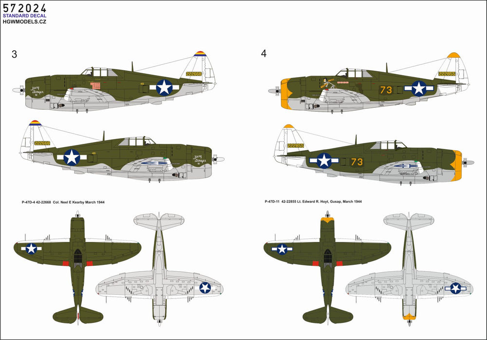 HGW 572024 P-47D Razorback Over New Guinea Pt 1 Decals 1:72