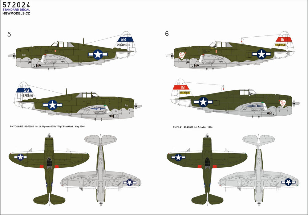 HGW 572024 P-47D Razorback Over New Guinea Pt 1 Decals 1:72