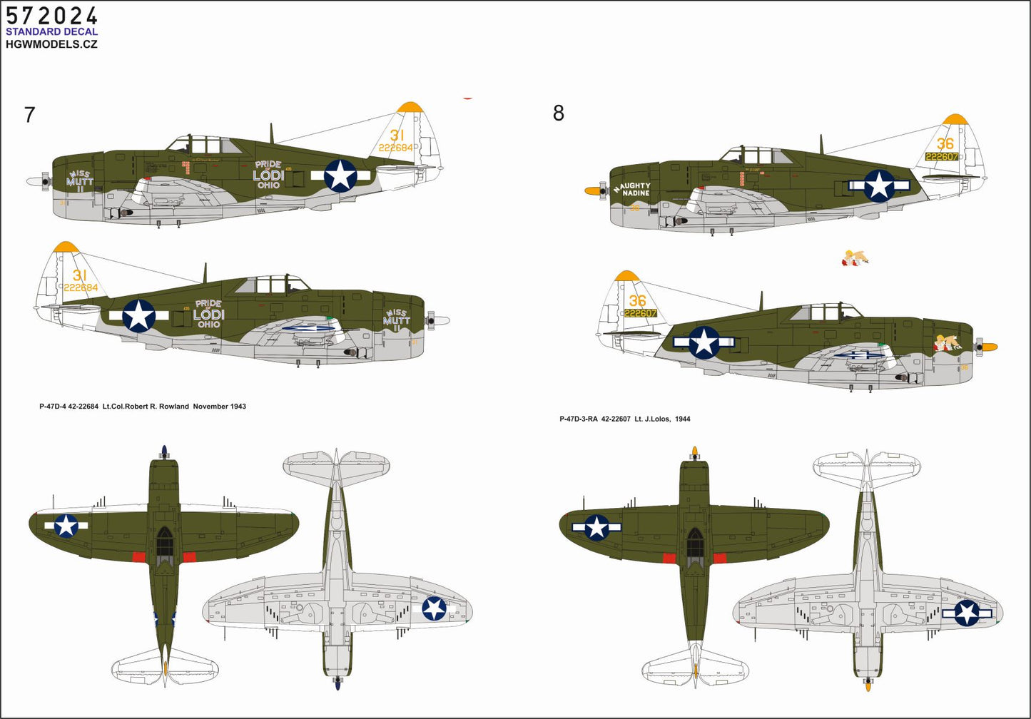 HGW 572024 P-47D Razorback Over New Guinea Pt 1 Decals 1:72