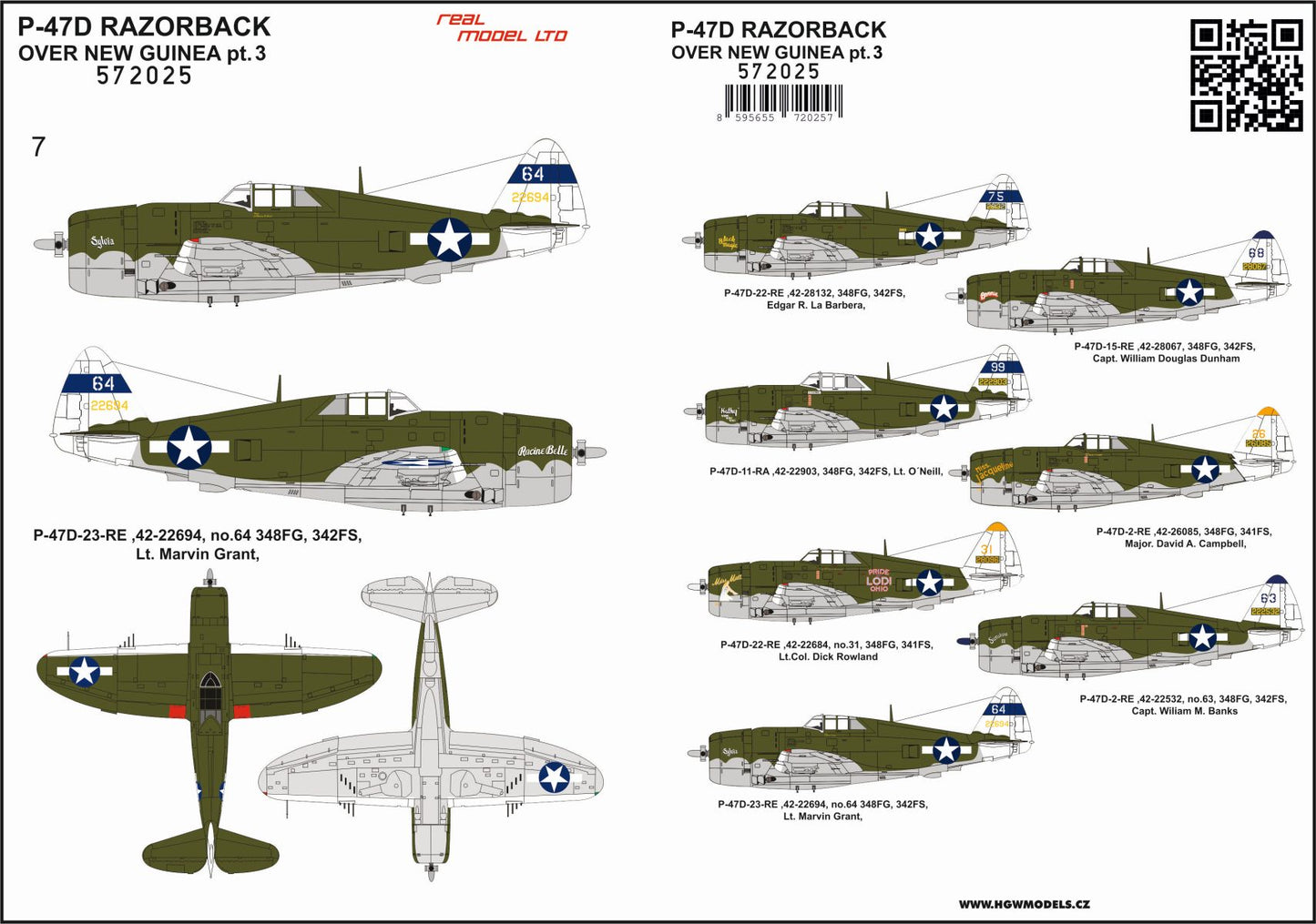 HGW HGW572025 1:72 Republic P-47D Thunderbolt RAZORBACK OVER NEW GUINEA pt