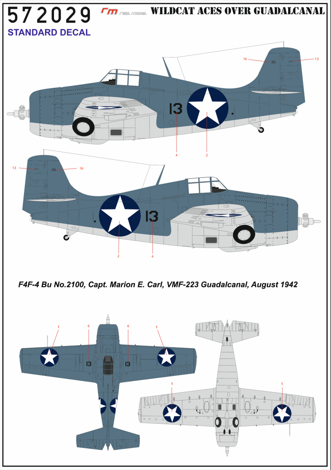 HGW HGW572029 1:72 Grumman F4F-4 WILDCAT ACES OVER QUADALCANAL