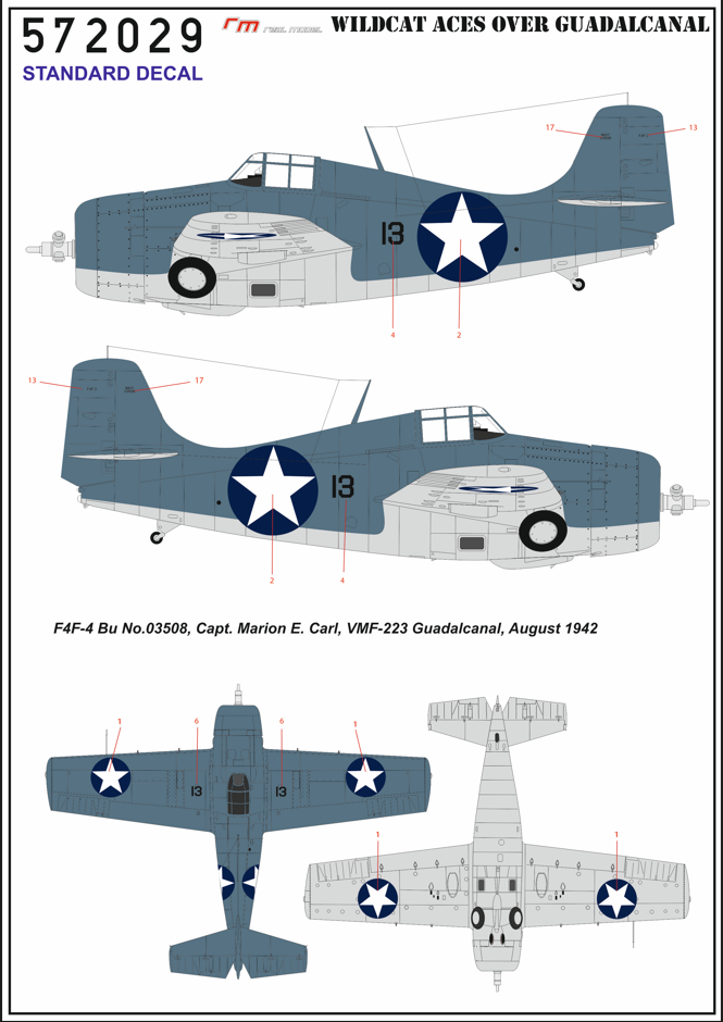 HGW HGW572029 1:72 Grumman F4F-4 WILDCAT ACES OVER QUADALCANAL