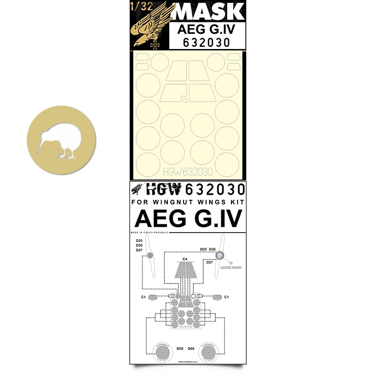 HGW HGW632030 1:32 AEG G.IV windscreen paint mask interior and exterior