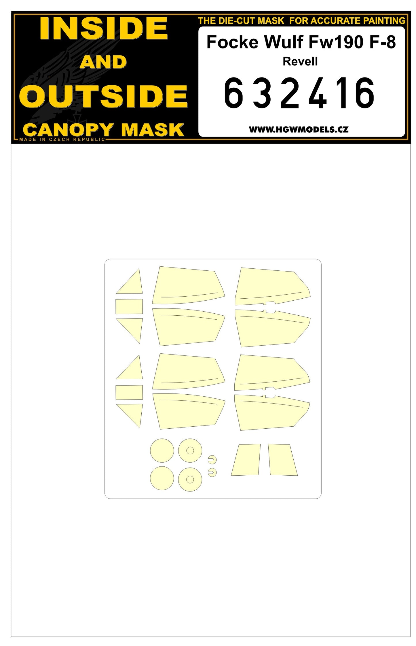 HGW HGW632416 1:32 Focke-Wulf Fw-190F-8 canopy mask interior & exterior