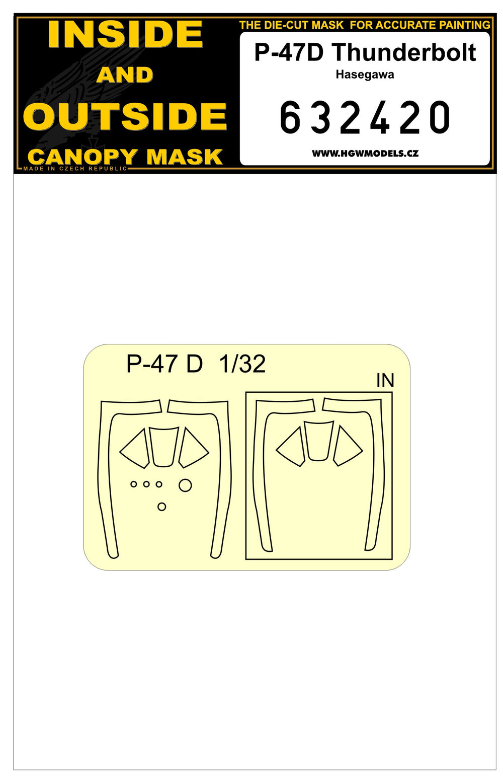 HGW 632420 P-47D Thunderbolt Canopy Frame Paint Masks 1:32