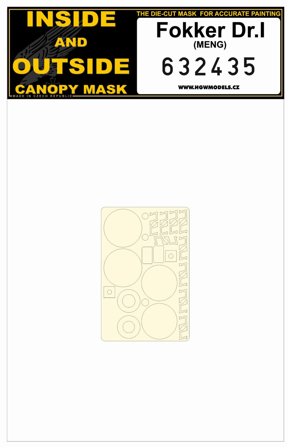 HGW HGW632435 1:32 Fokker Dr.I Triplane paint mask for wheels etc