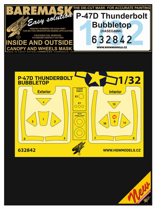HGW 632842 P-47D Thunderbolt Bubbletop Wheels & Masks 1:32