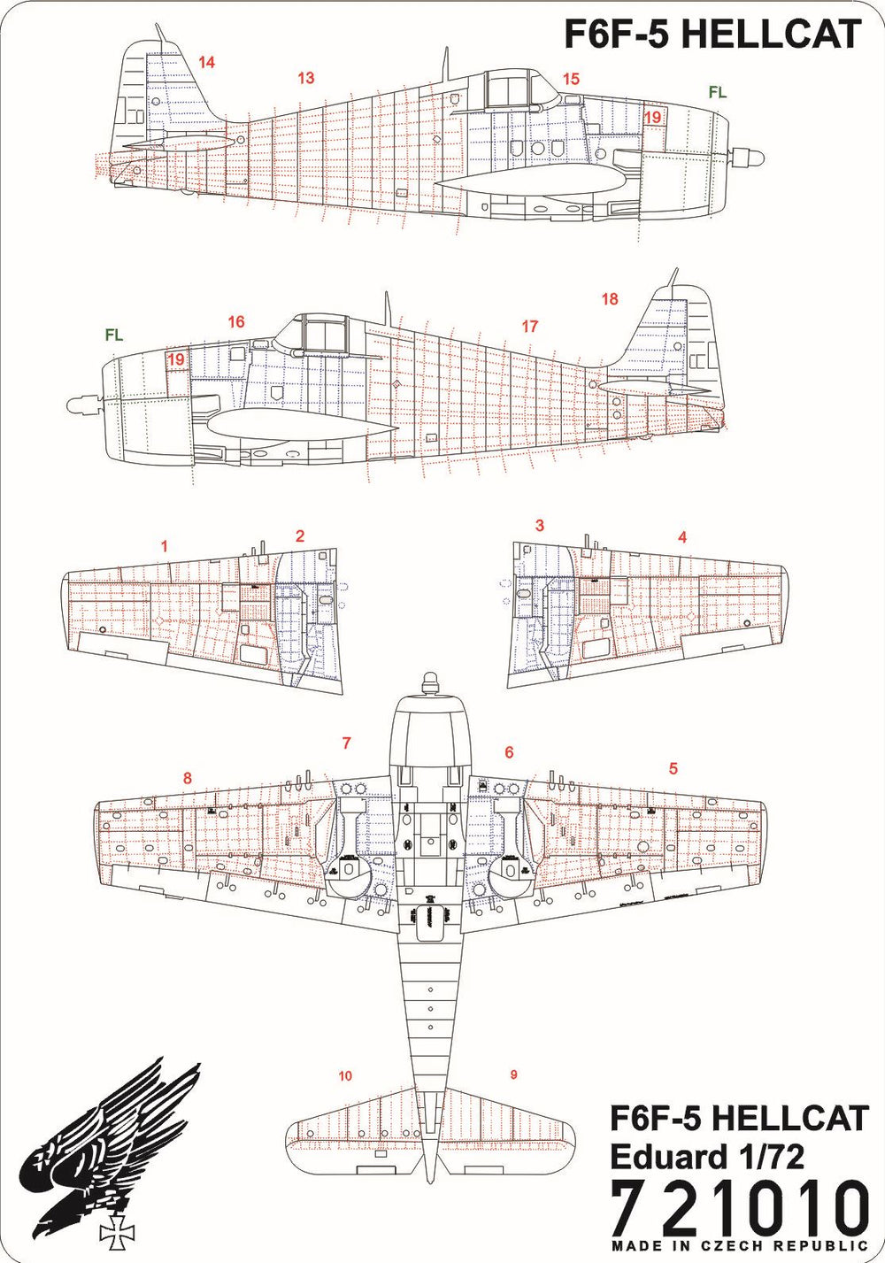 HGW HGW721010 1:72 Grumman F6F-5 Hellcat riveting set