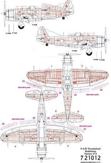 HGW HGW721012 1:72 Republic P-47D Thunderbolt 'Bubbletop' riveting set
