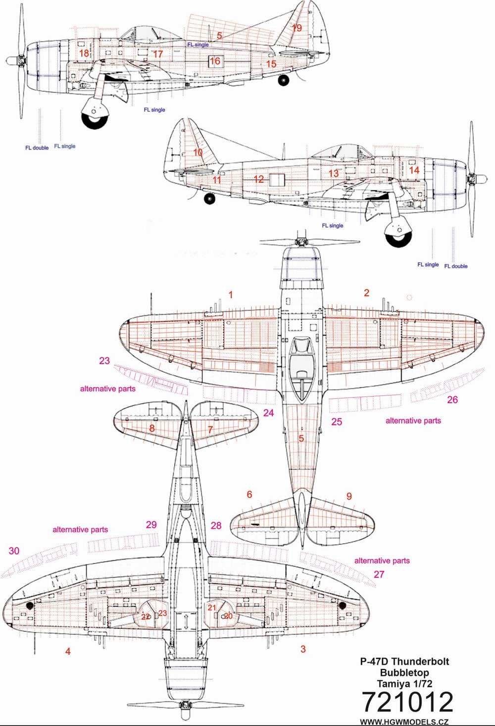 HGW HGW721012 1:72 Republic P-47D Thunderbolt 'Bubbletop' riveting set