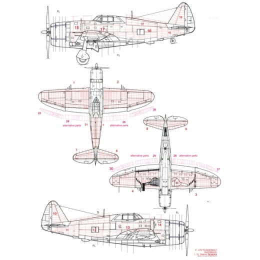 HGW HGW721013 1:72 Republic P-47D Thunderbolt 'Razorback' riveting set