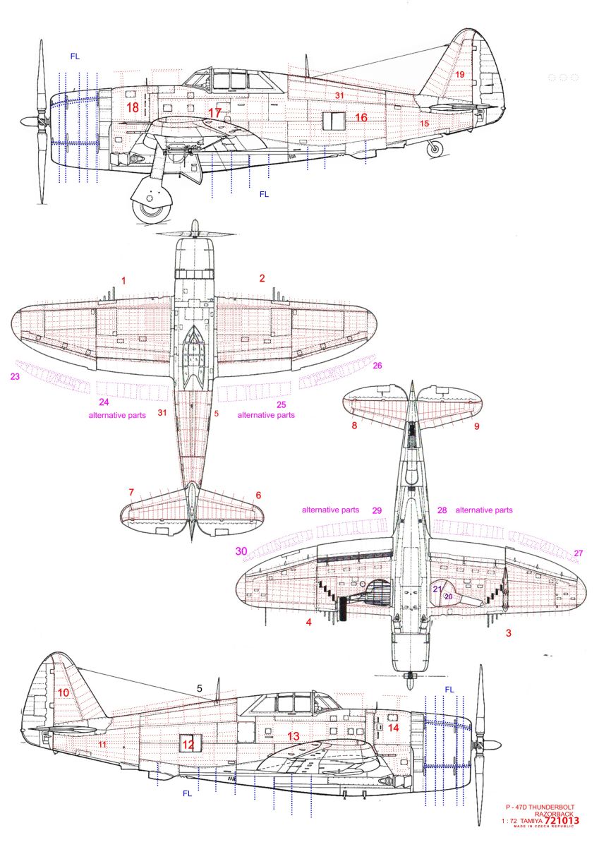 HGW HGW721013 1:72 Republic P-47D Thunderbolt 'Razorback' riveting set