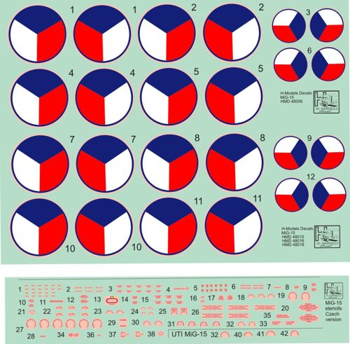 H-Model Decals HMD48015 1:48 Mikoyan MiG-15UTI in CzAF, Pt.1