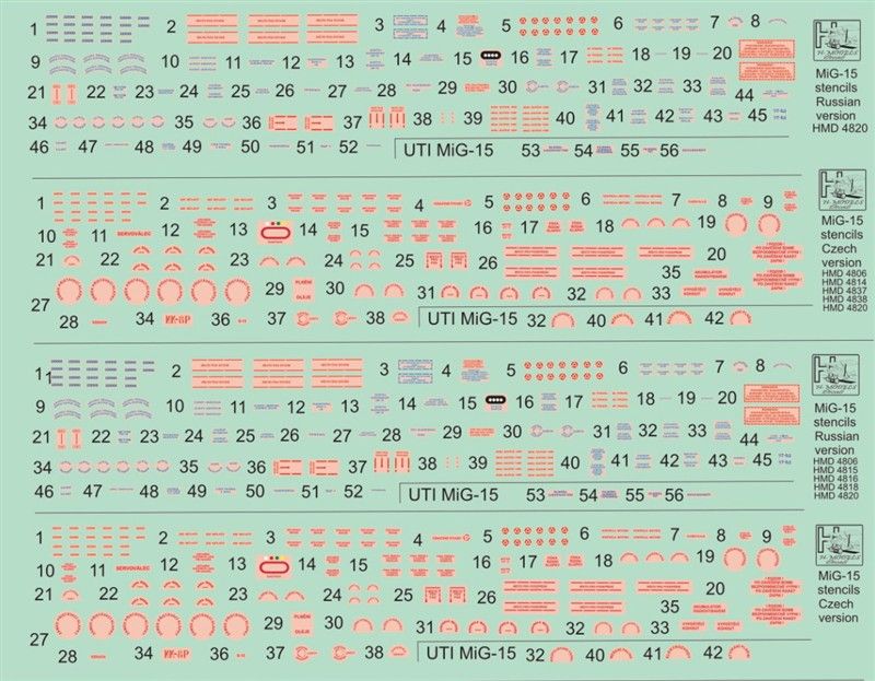 H-Model Decals HMD48019 1:48 Mikoyan MiG-15 Stencils