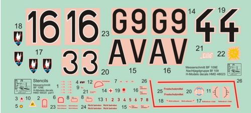 H-Model Decals HMD48020 Bf-109E Nachtjagdgruppe Pt 1 1:48