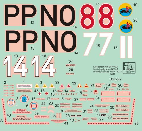 H-Model Decals HMD48022 Bf-109G Nachtjagdgruppe Pt 3 1:48