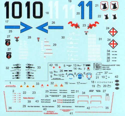 H-Model Decals HMD48028 1:48 Messerschmitt Bf-109F/Messerschmitt Bf-109G Jabo