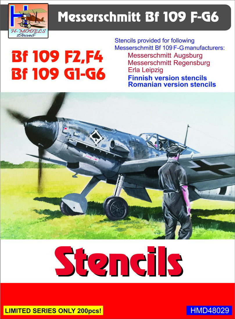 H-Model Decals HMD48029 Bf-109F-2 to Bf-109G-6 Stencils 1:48