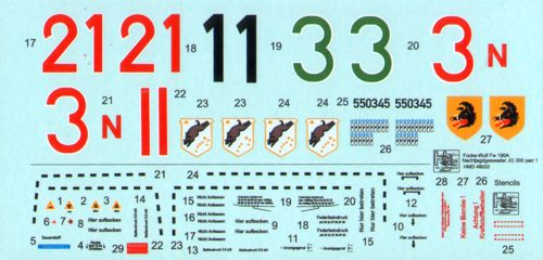 H-Model Decals HMD48032 Fw-190A NJG Wilde Sau JG 300 Pt 1 1:48