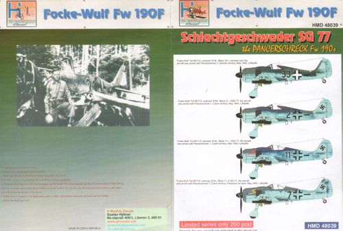 H-Model Decals HMD48039 1:48 Focke-Wulf Fw-190F SG 77