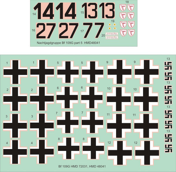 H-Model Decals HMD48041 1:48 Messerschmitt Bf-109G NJGr Pt.5