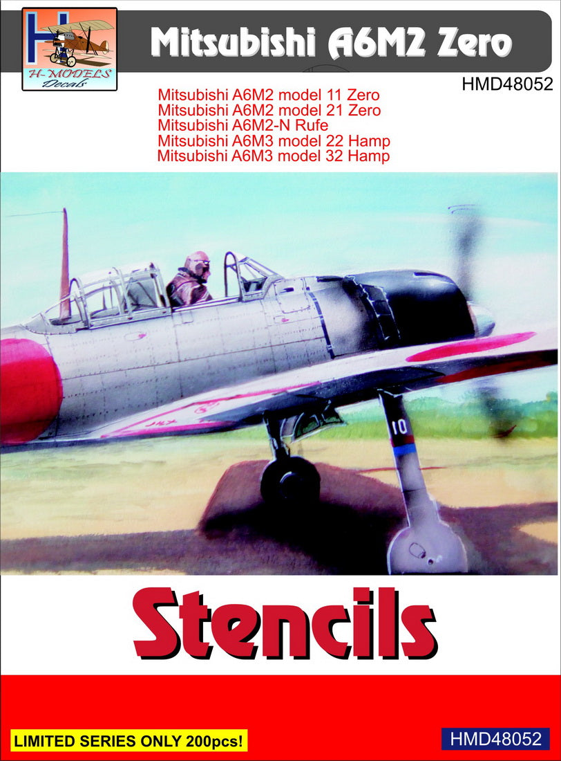 H-Model Decals HMD48052 1:48 Mitsubishi A6M2 Zero stencils
