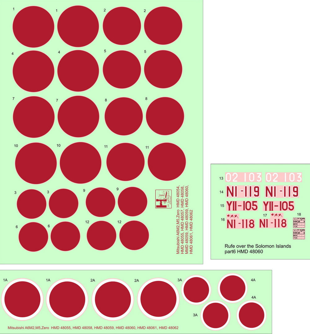 H-Model Decals HMD48060 1:48 Nakajima A6M2-N Rufe over the Solomon Islands, Pt.6