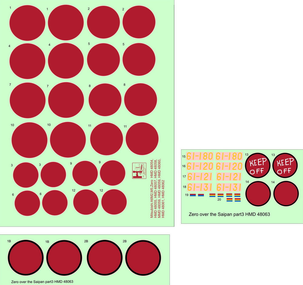 H-Model Decals HMD48063 1:48 Mitsubishi A6M5 Zeke over Saipan, Pt.3