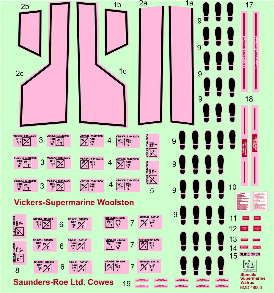 H-Model Decals HMD48066 1:48 Walrus Mk.I/Mk.II wing walkways & stencils