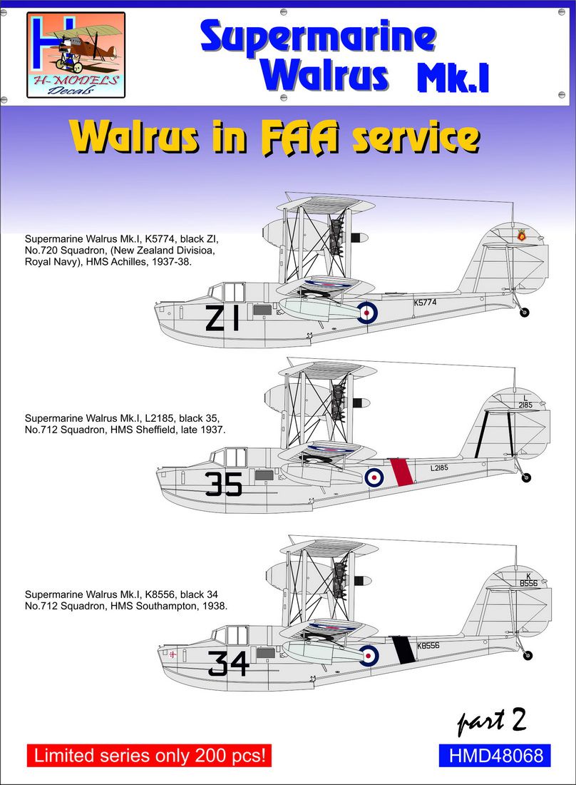 H-Model Decals HMD48068 1:48 Supermarine Walrus Mk.I/Mk.II in FAA Service, Pt.2