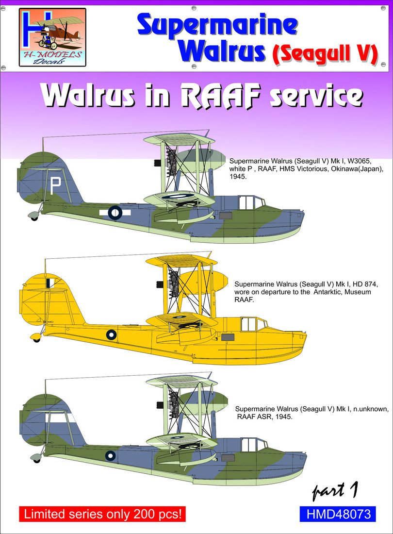H-Model Decals HMD48073 Walrus Mk.I/II/Seagull RAAF Pt 1 1:48