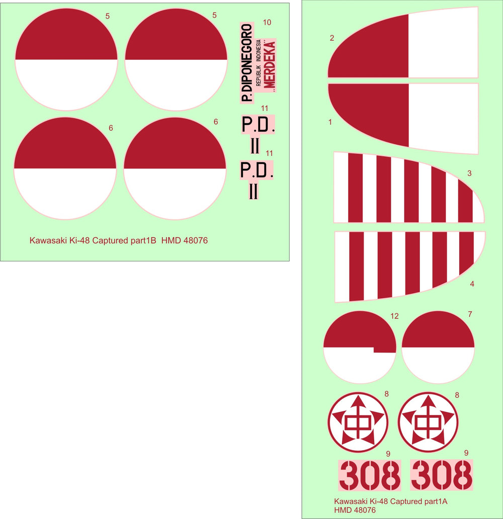 H-Model Decals HMD48076 Kawasaki Ki-48-Ib/IIb Captured Lilys Pt 1 1:48