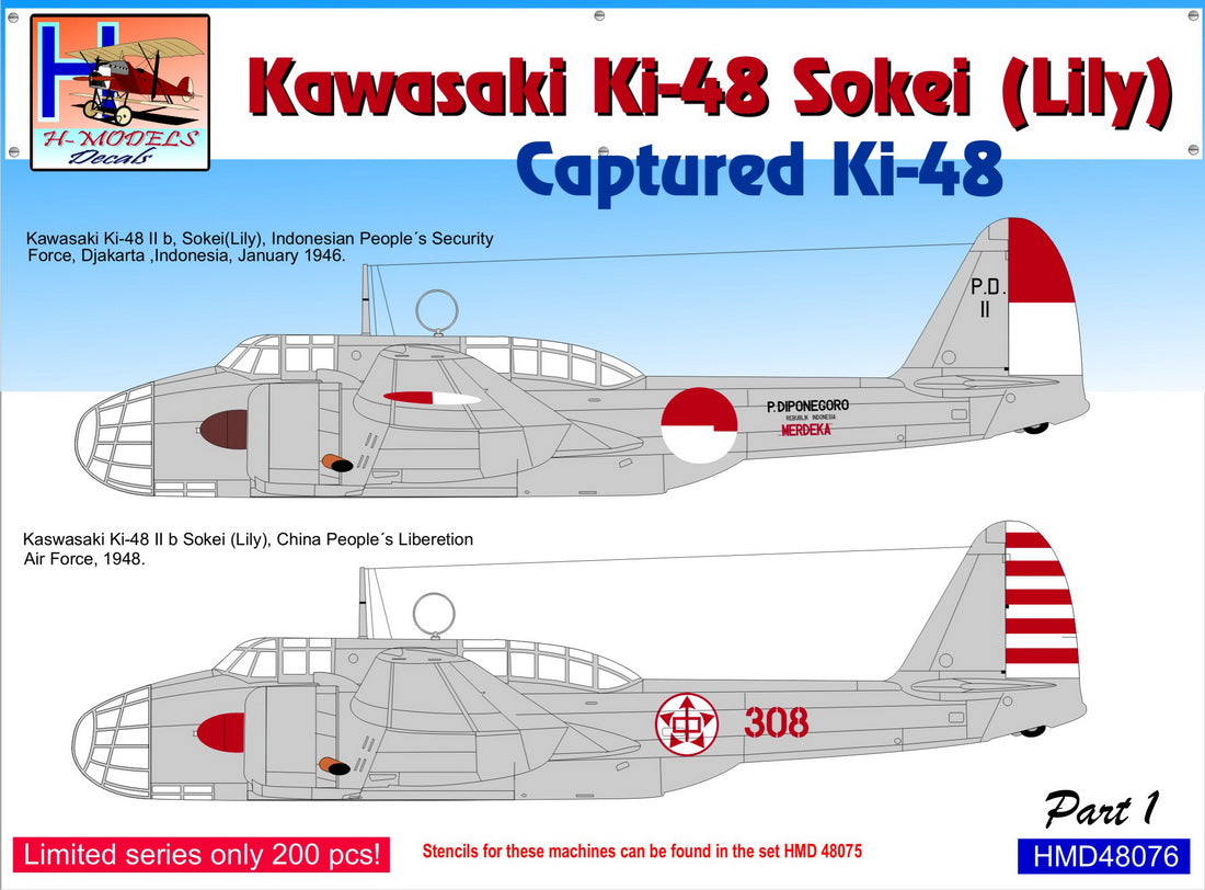 H-Model Decals HMD48076 Kawasaki Ki-48-Ib/IIb Captured Lilys Pt 1 1:48