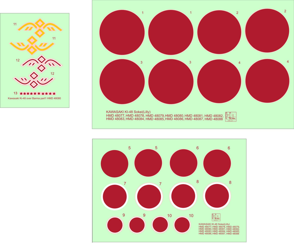 H-Model Decals HMD48080 1:48 Kawasaki Ki-48-Ib/Ki-48-IIb over Burma, Pt.1