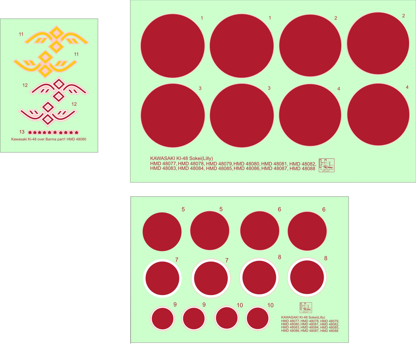 H-Model Decals HMD48080 1:48 Kawasaki Ki-48-Ib/Ki-48-IIb over Burma, Pt.1