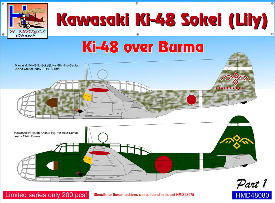 H-Model Decals HMD48080 1:48 Kawasaki Ki-48-Ib/Ki-48-IIb over Burma, Pt.1