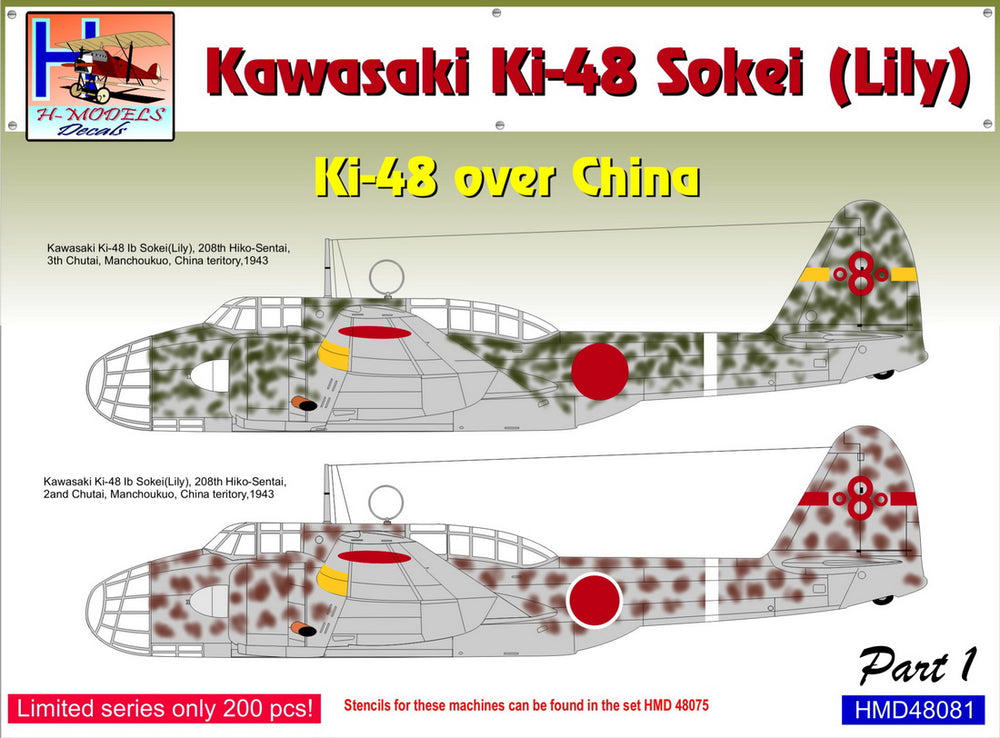 H-Model Decals HMD48081 1:48 Kawasaki Ki-48-Ib/Ki-48-IIb over China, Pt.1