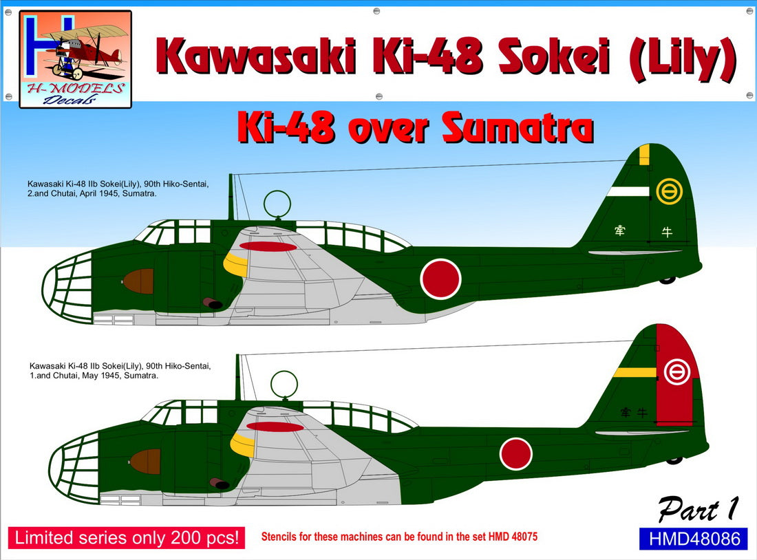 H-Model Decals HMD48086 1:48 Kawasaki Ki-48-Ib/Ki-48-IIb over Sumatra, Pt.1