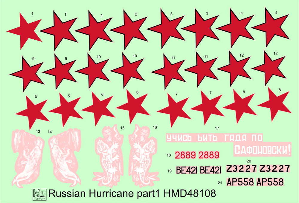 H-Model Decals HMD48108 1:48 Soviet Hawker Hurricanes Mk.I/Mk.II, Pt.1