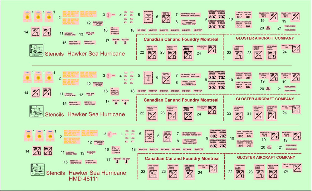 H-Model Decals HMD48111 1:48 Hawker Sea Hurricane stencils