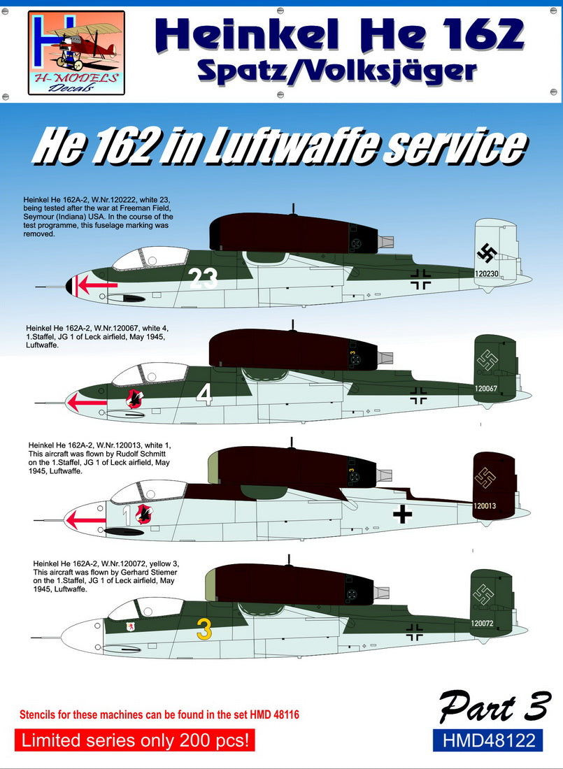 H-Model Decals HMD48122 1:48 He-162A-2 Salamander Pt.3