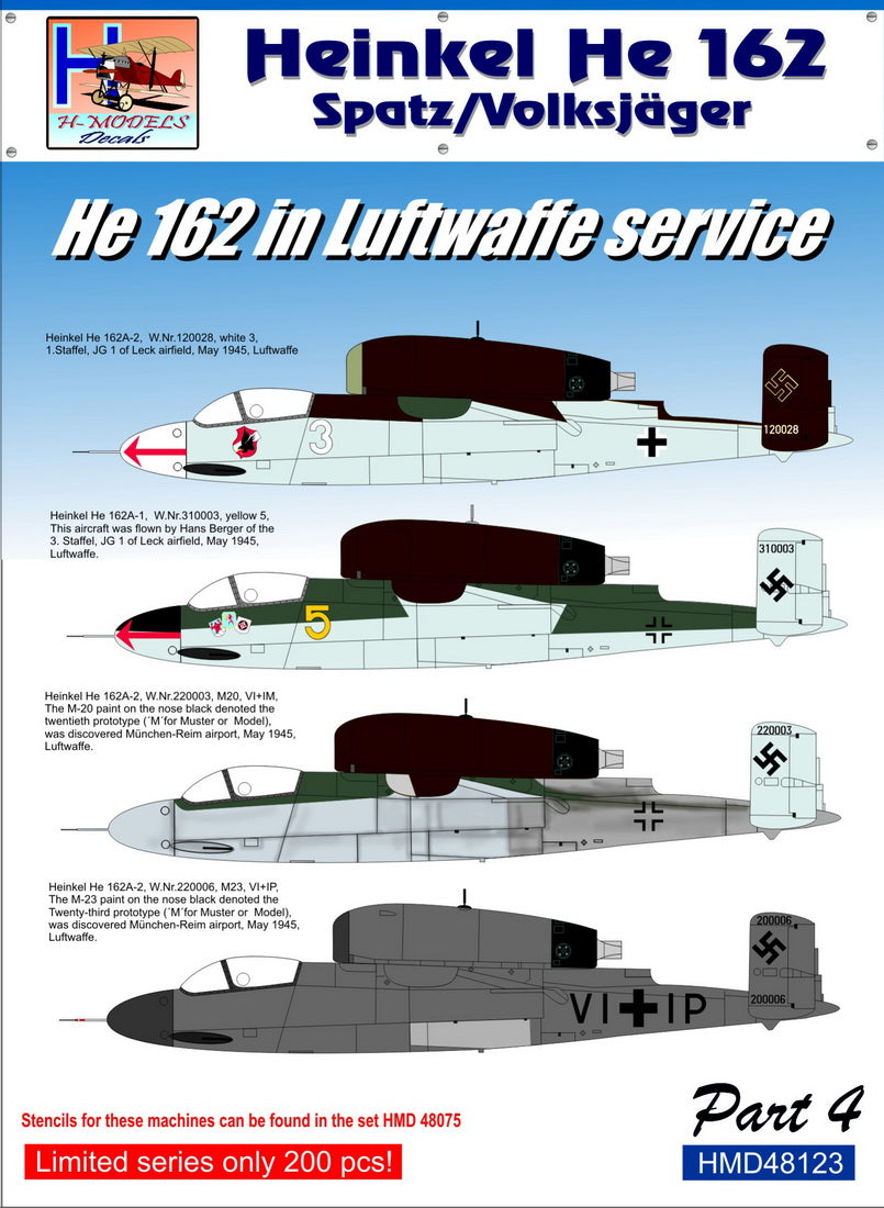 H-Model Decals HMD48123 1:48 He-162A-2 Salamander Pt.4