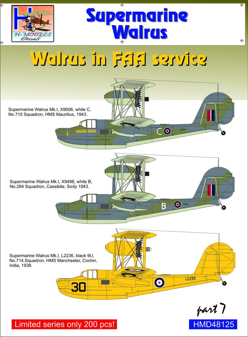 H-Model Decals HMD48125 1:48 Supermarine Walrus Mk.I/Mk.II in FAA Service, Pt.7