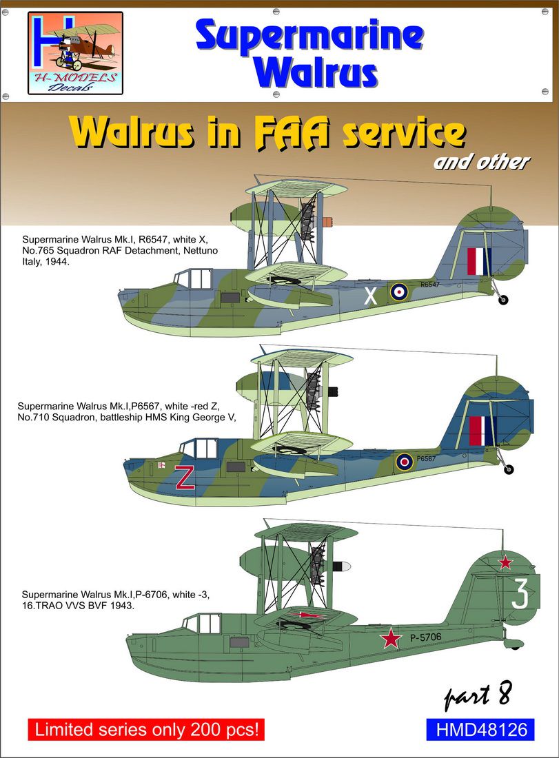 H-Model Decals HMD48126 Walrus Mk.I/II FAA and VVS Pt 8 1:48