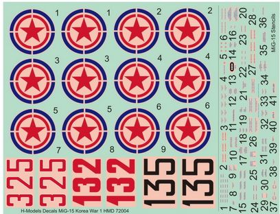 H-Model Decals HMD72004 1:72 Mikoyan MiG-15 Soviet Aces in Korea, Pt.1